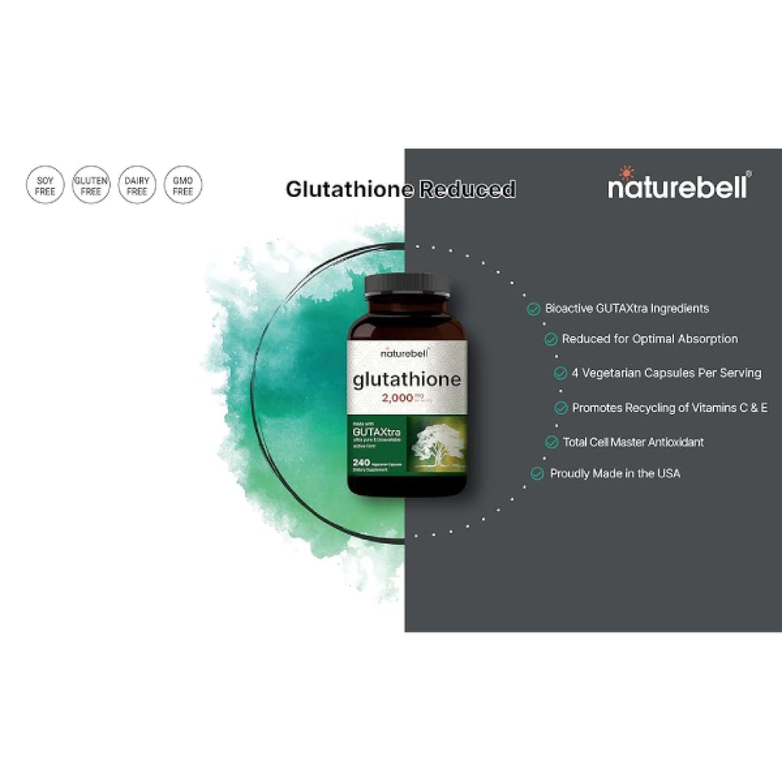 NatureBell Glutathione Supplement 2,000mg Per Serving 240 Capsules(USA)
